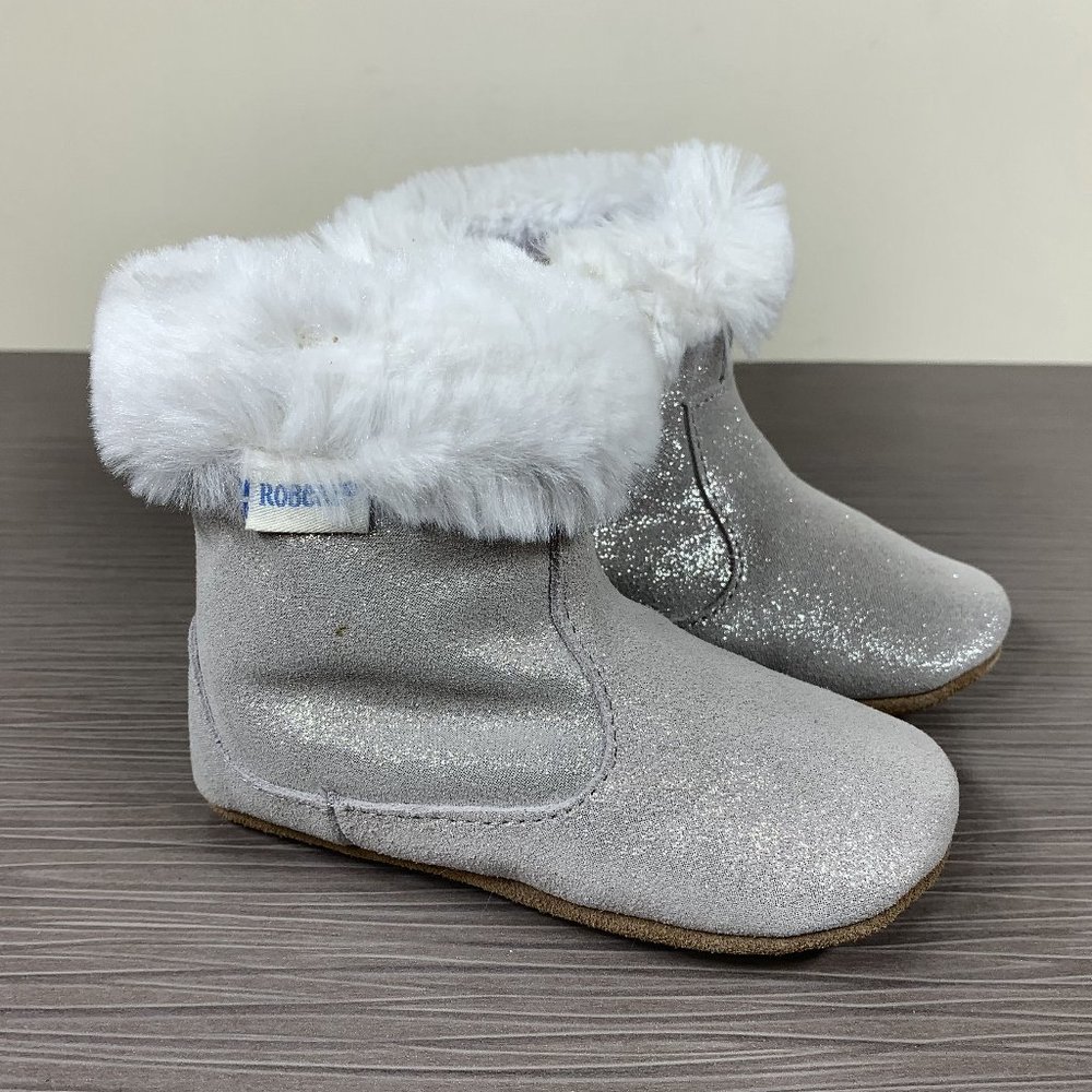 Robeez 'Thea Twinkle' Bootie, Grey Leather, Walker Size 24 months